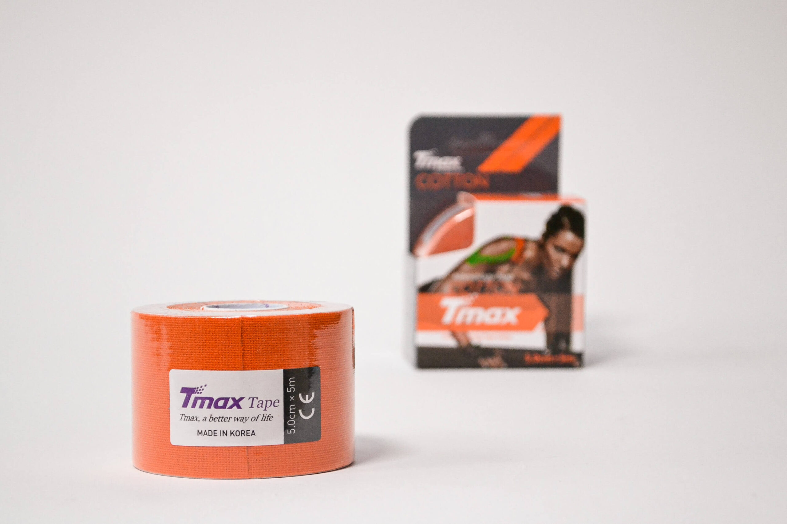 КИНЕЗИО ТЕЙП TMAX COTTON 5 СМ Х 5 М ОРАНЖЕВЫЙ ФОТО-6