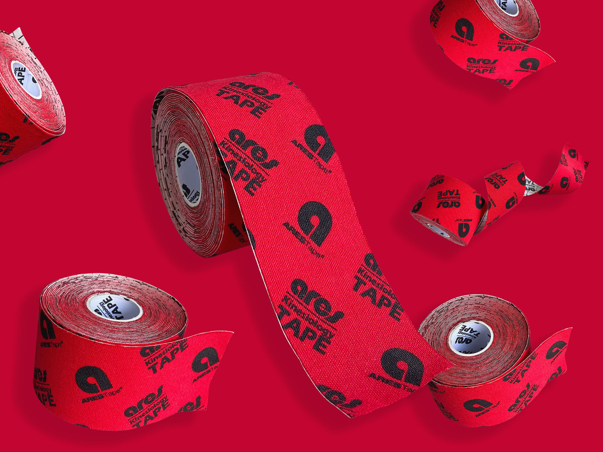 КИНЕЗИО ТЕЙП ARES LOGO 5 СМ Х 5 М КРАСНЫЙ ФОТО-6
